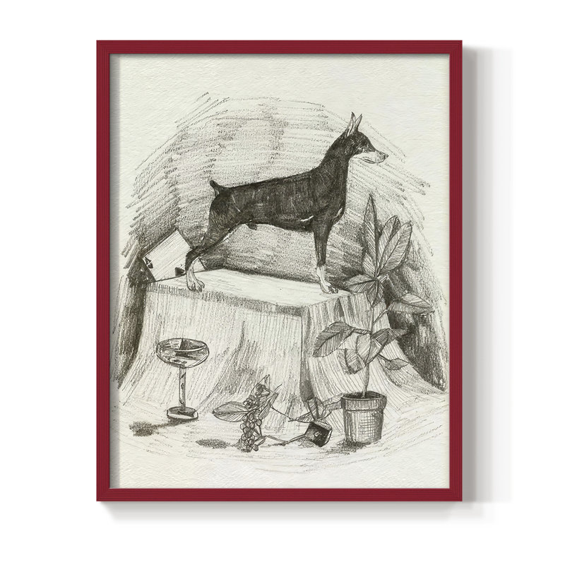 A Gentleman III, reproduction encadrée - bois massif, H 21 po x l 17 po, Rouge