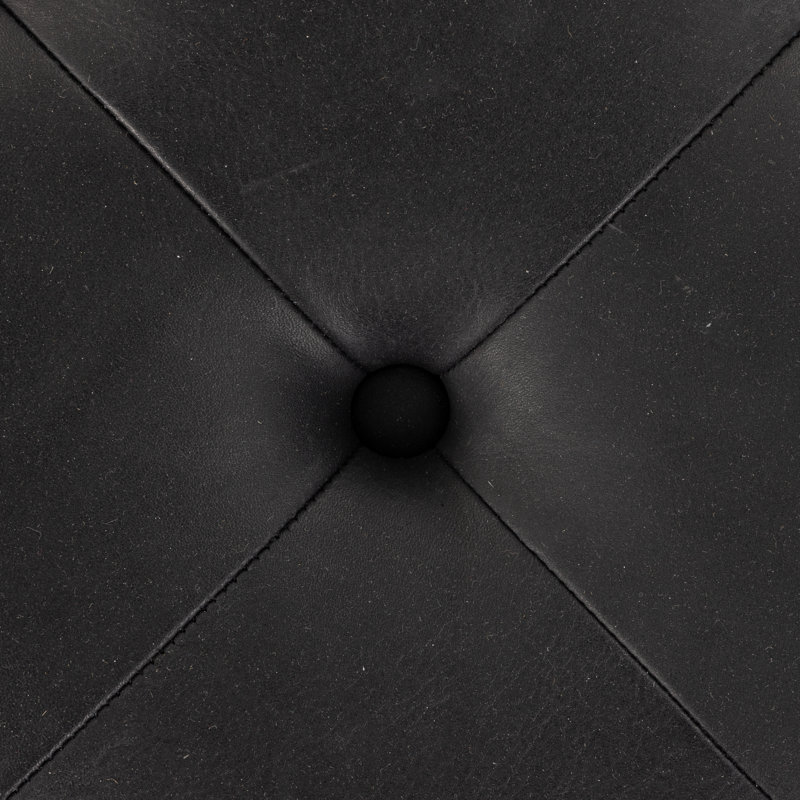 Repose-pieds en cuir véritable Ellinor, Cuir véritable noir héritage