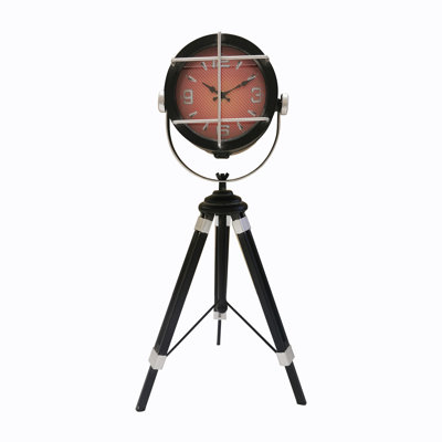 Analog Metal Quartz Movement / Crystal Tabletop Clock in Black