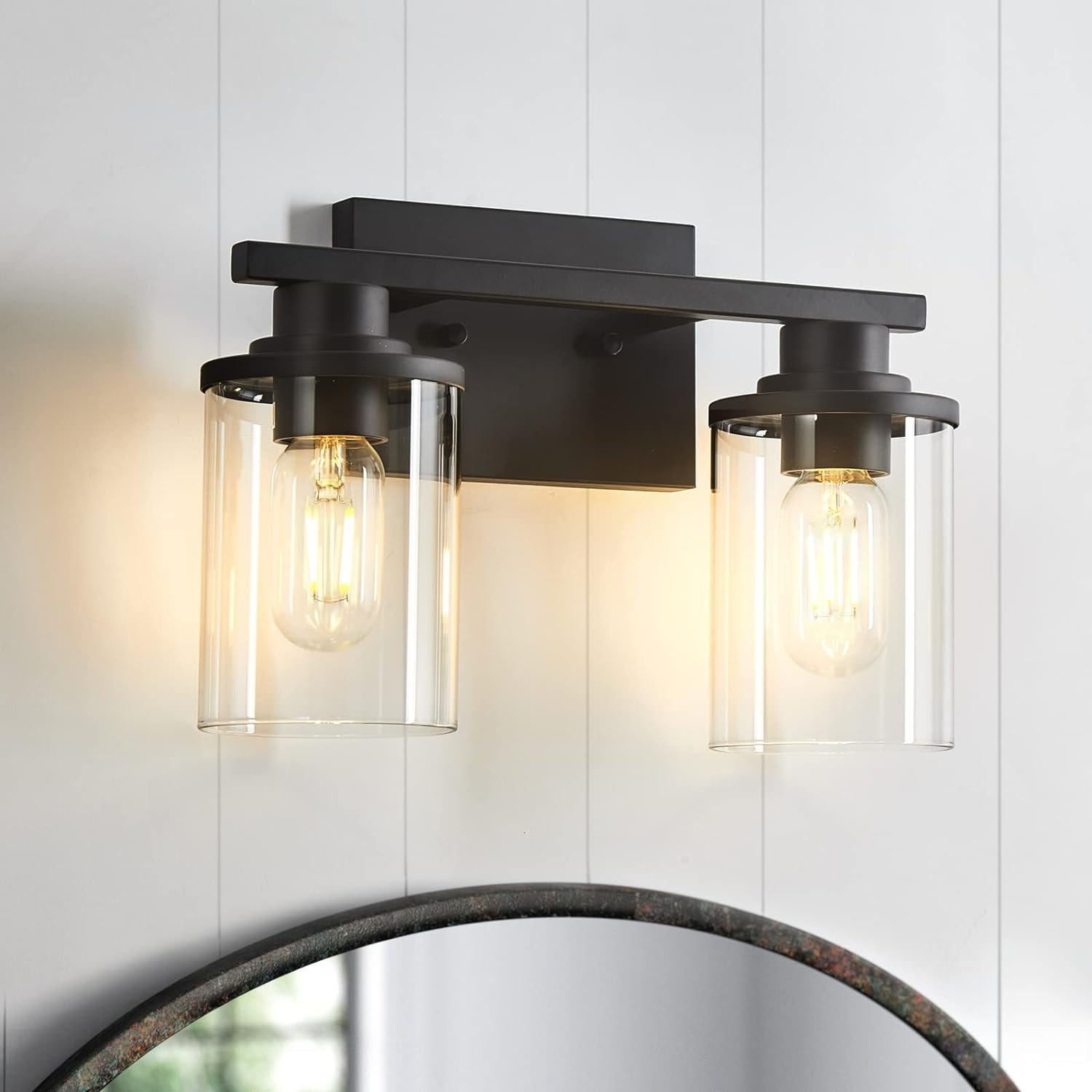 Latitude Run® 2 Light Matte Black Bathroom Vanity Light, Vanity Lights ...