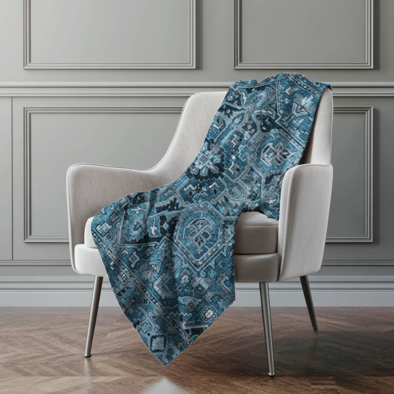 Jeté oriental en sherpa Addison, Bleu