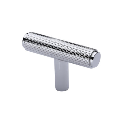 Heritage Brass Cabinet Knob Knurled T-Bar Design 45mm
