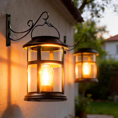 Solar Lanterns Outdoor Waterproof With Wall Mount Kit, Upgraded Brighter Hanging Solar Lights For Outside, Auto On/Off Solar Powered Lantern For Garden Yard Patio Porch Decor, Gift For Mom