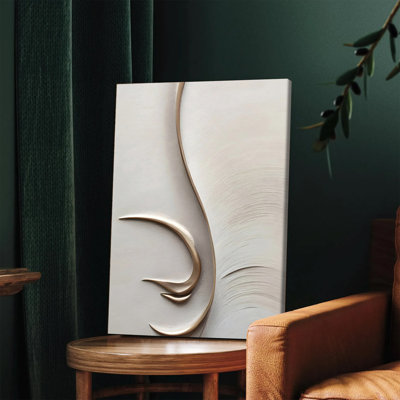 1PC Wall Arts Posters Framed,  Abstract Modern Textured Canvas Wall Art with Gold Accents Minimalist Abstract Painting for Living Room Bedroom Office Home Decor Contemporary Artwork Ready to Hang
