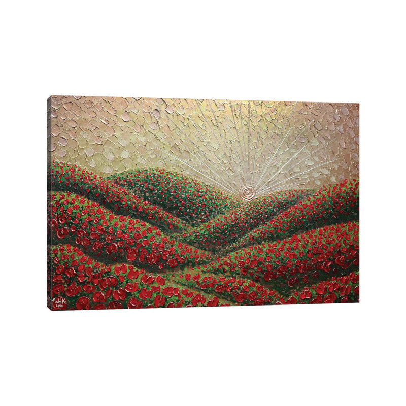 Hidden Hills - Gold Red by Nada Khatib - No Frame Gallery-Wrapped Canvas Giclée on Canvas, 20.32cm H x 30.48cm W