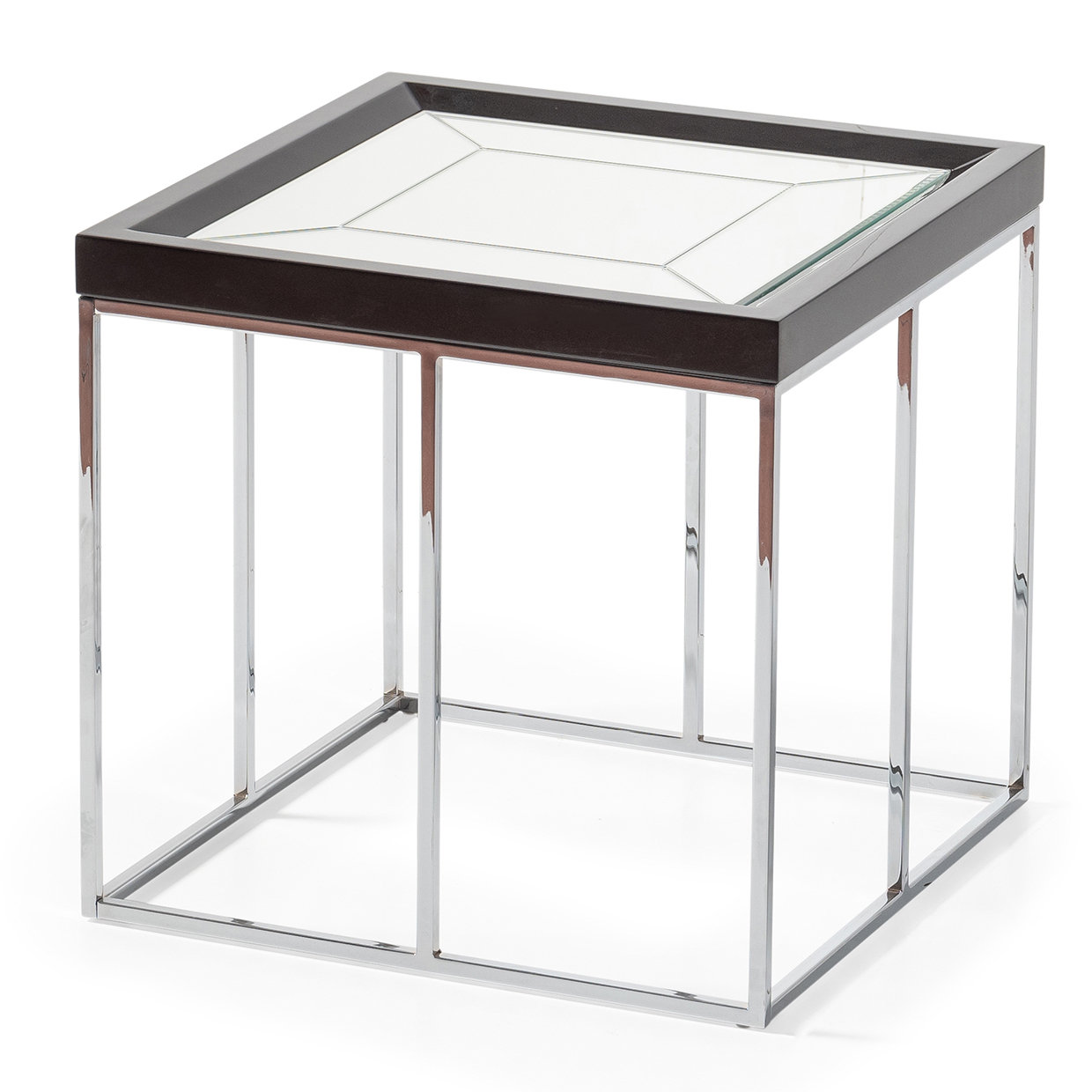 Michael Amini Carmela Mirrored Glass Tray Top End Table Wayfair