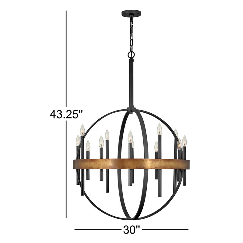 Wells 30" Twelve-Light Candle Orb Chandelier