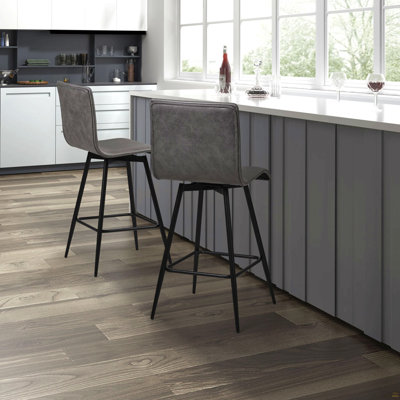 Faux Leather Swivel Counter Stool