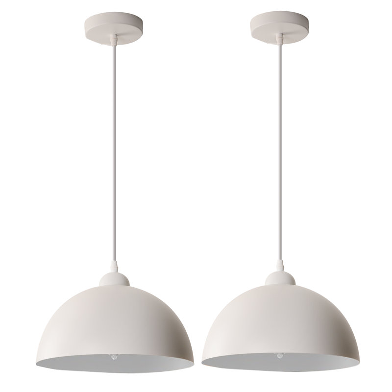 Ensemble de 2 luminaires suspendus industriels Dileo, H 10,5 po x l 19,6 po x P 19,6 po, Noir et or, 2 Pack