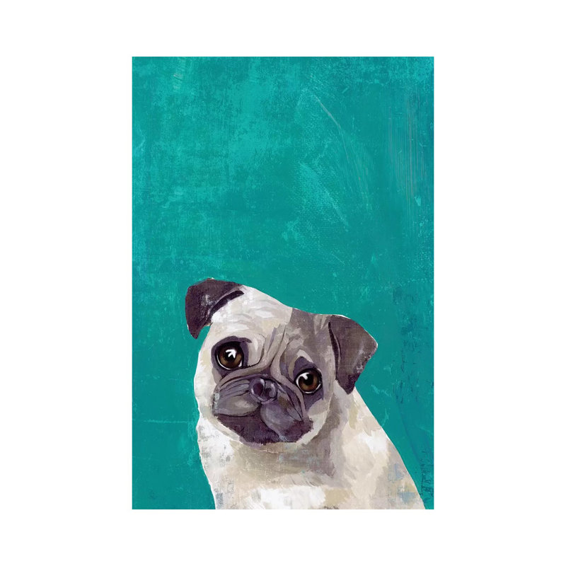 Chiot carlin par PI Studio - peinture sur toile tendue, H 12 po x l 8 po x P 0,75 po