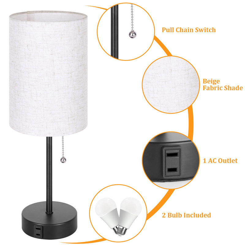 Lampe de table Walterhill USB, Noir
