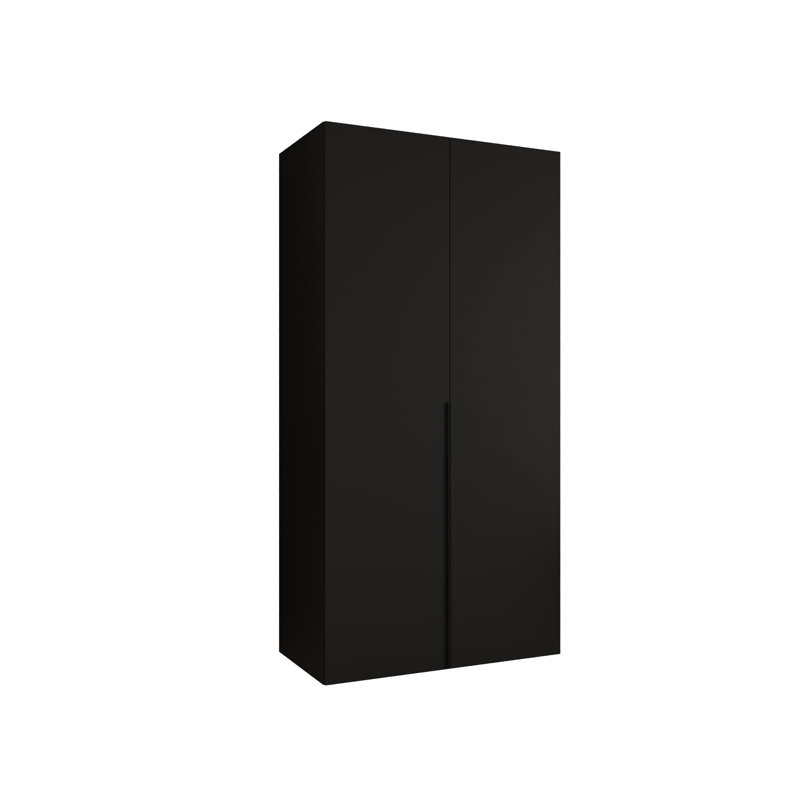 Manufactured Wood Wardrobe, Black Matt/Black