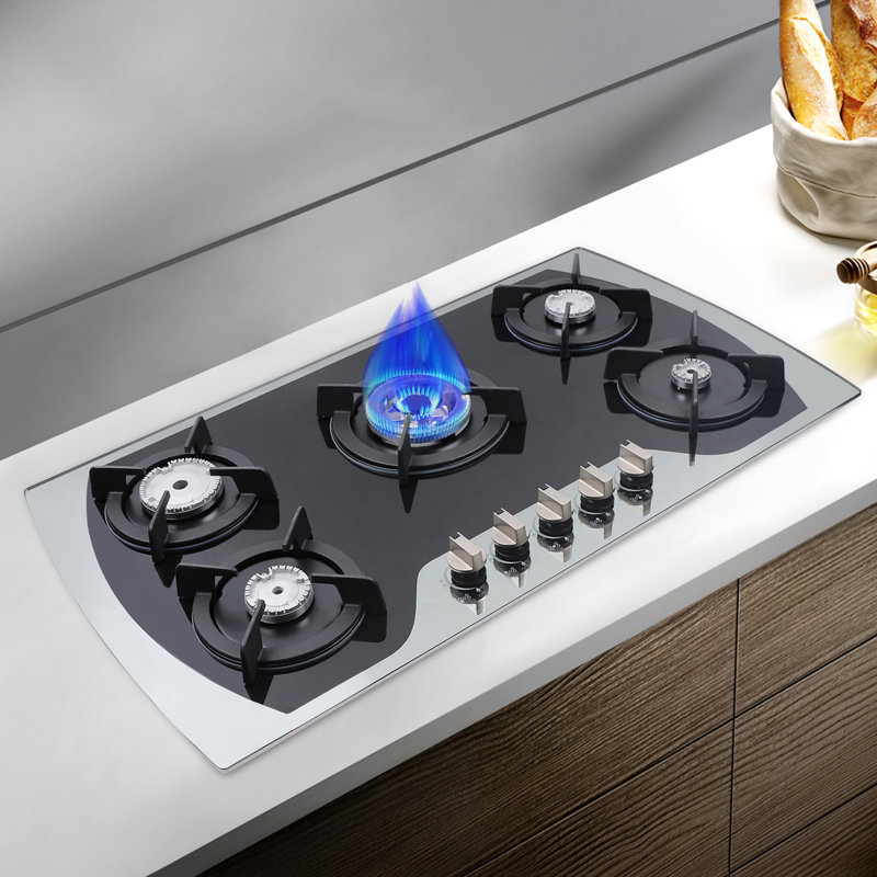 Plaque de cuisson au gaz 35,4 po en acier inoxydable avec 5 brûleurs