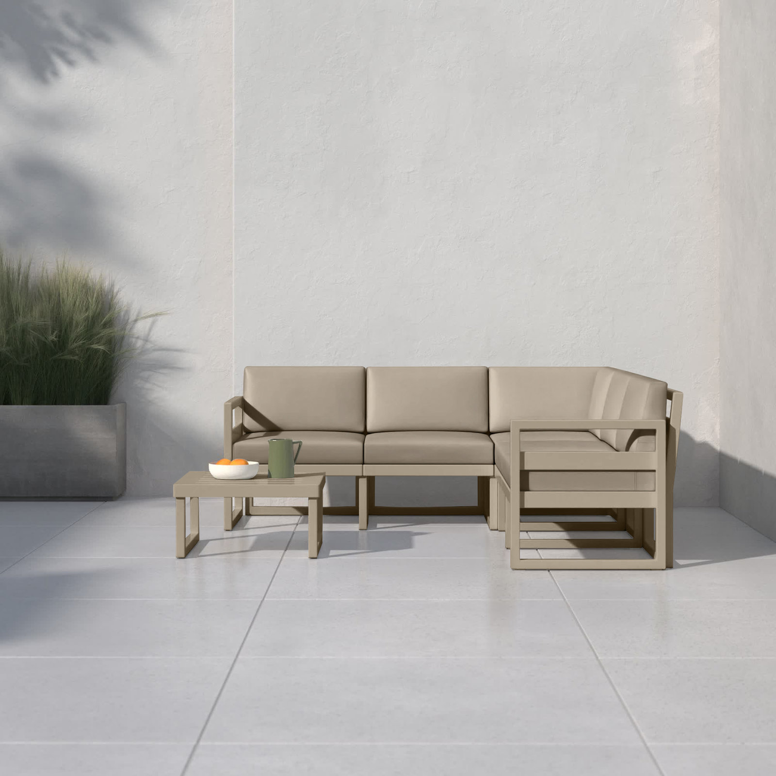 Lane 5 - Person Modular Patio Conversation Set with Cushions, Taupe, Taupe