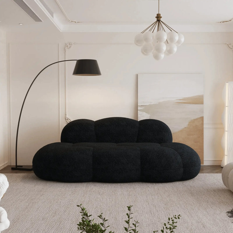 Canapé en polaire Sherpa Bubble Curve, Noir