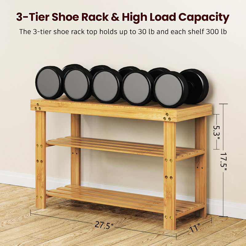 Shoe Rack With Removable Cushion And Adjustable Shelves For Entryway Space Entry