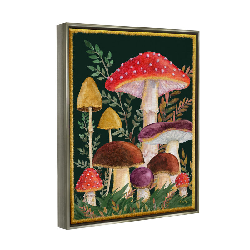 «Red Barrel Studio® Woodland Mushroom Nature» par Paul Brent, H 21 po x l 17 po x P 1,7 po, Cadre flottant gris lustré