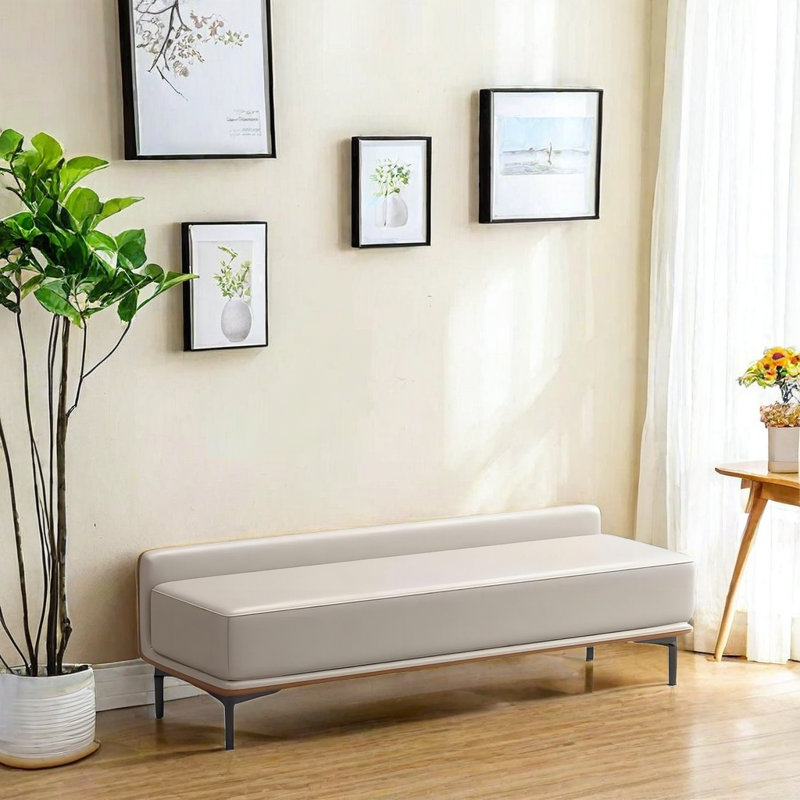 Banc de canapé triple en similicuir de salle à manger, Beige