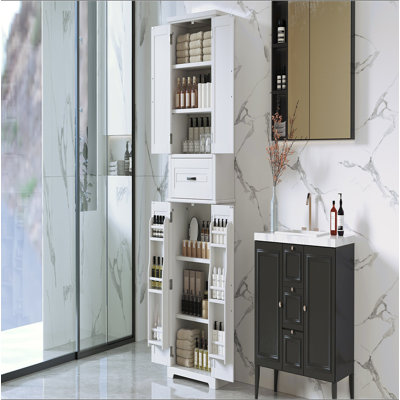 [Video] Bathroom Storage Cabinet with Multi-Functional Storage Space, Drawer with Slide Rails, Adjustable Shelf