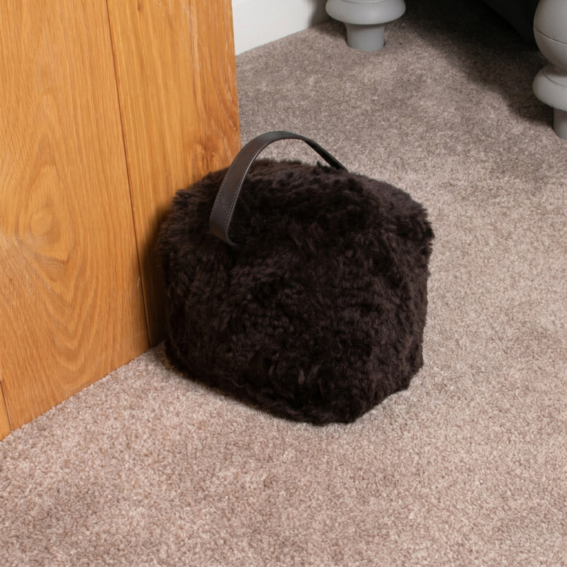 Chocolate Sheepskin Doorstop, Brown