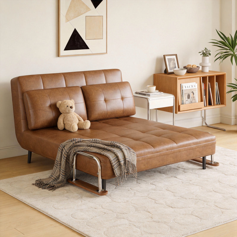 2 Seater Faux Leather Sofa Bed