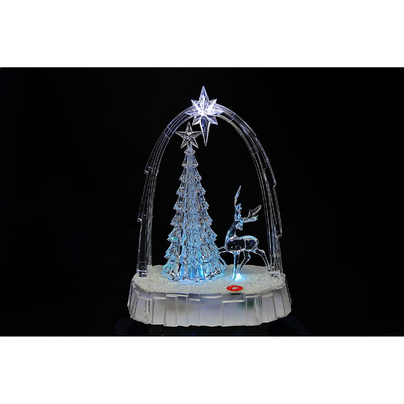 Led Musical Acrylic Reindeer With Tree