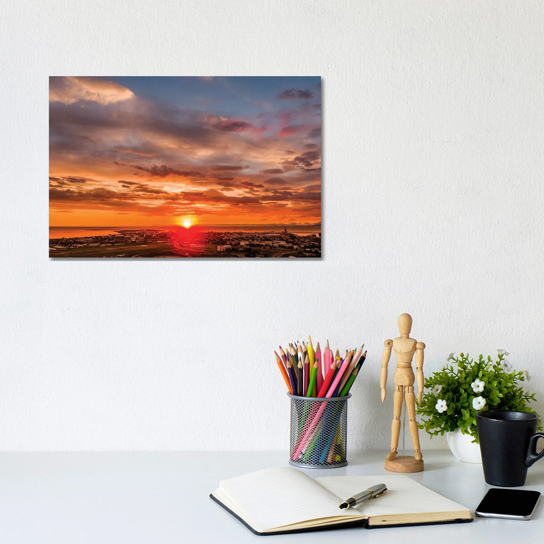 Sunset, Reykjavik, Iceland - Wrapped Canvas Print