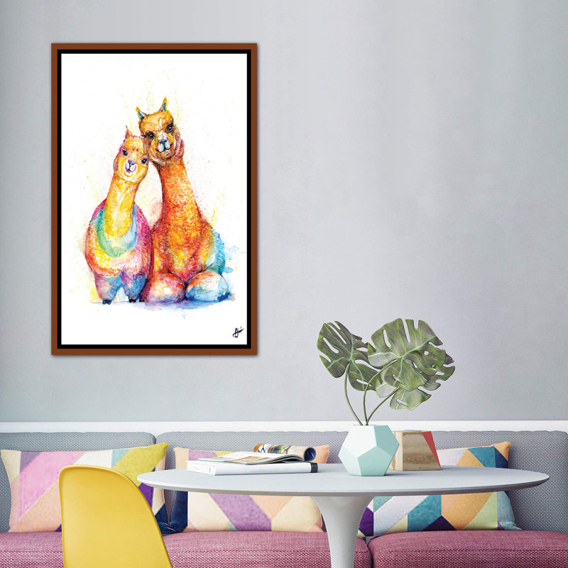 Décoration murale Packa 'Alpaca Kids, H 60 po x l 40po x P 1,5 po, Toile classique avec cadre brun