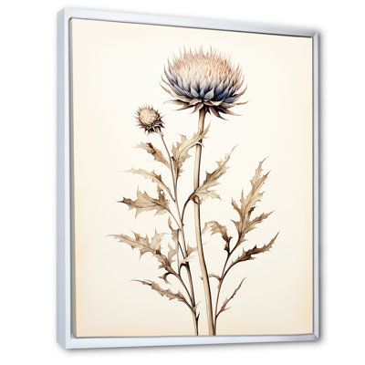 Décoration murale beige chardon fleurs I - chardon