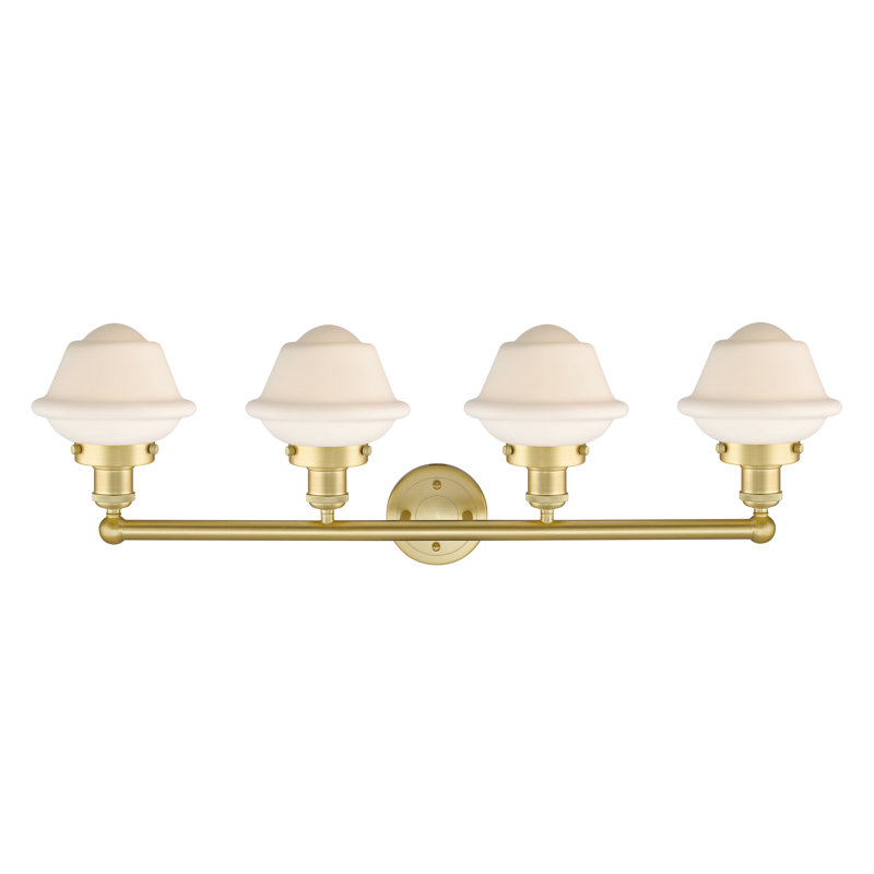 Éclairage pour meuble-lavabo à 4 lumières à intensité variable Grourke, Transparent, Cuivre antique