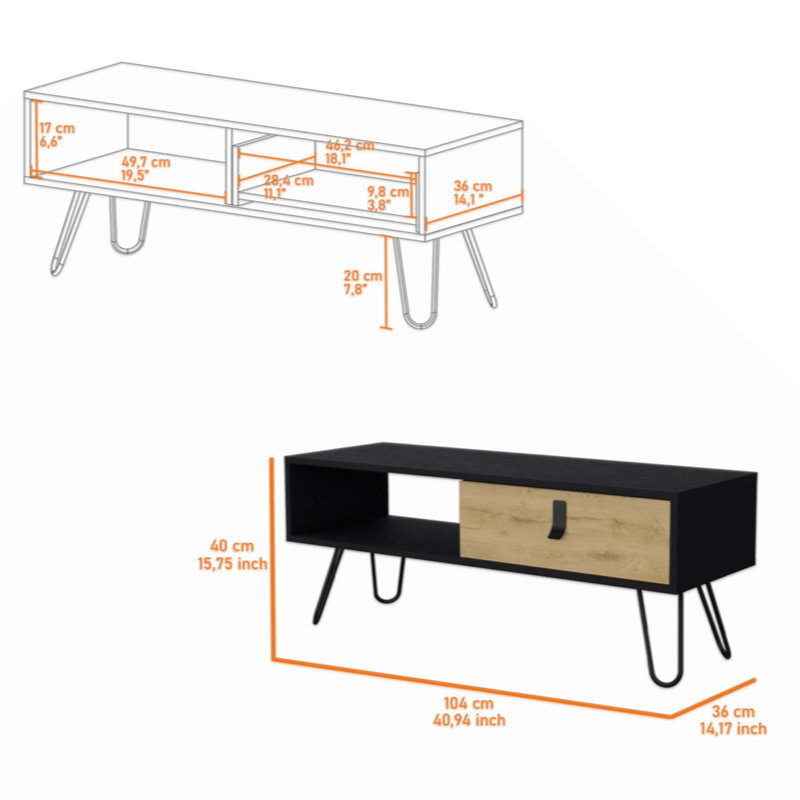 Table basse avec pieds en épingle nazariyah