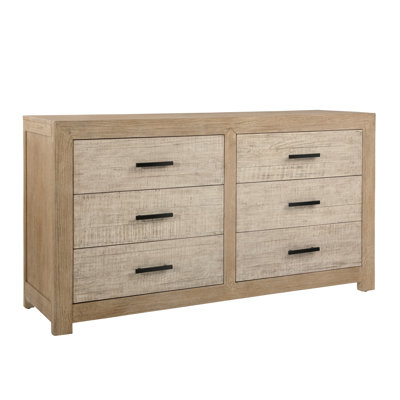 Roux 6-Drawer Reclaimed Pine Wood Dresser, Light Brown -  Dovetail Furniture, DOV18162-LTWW