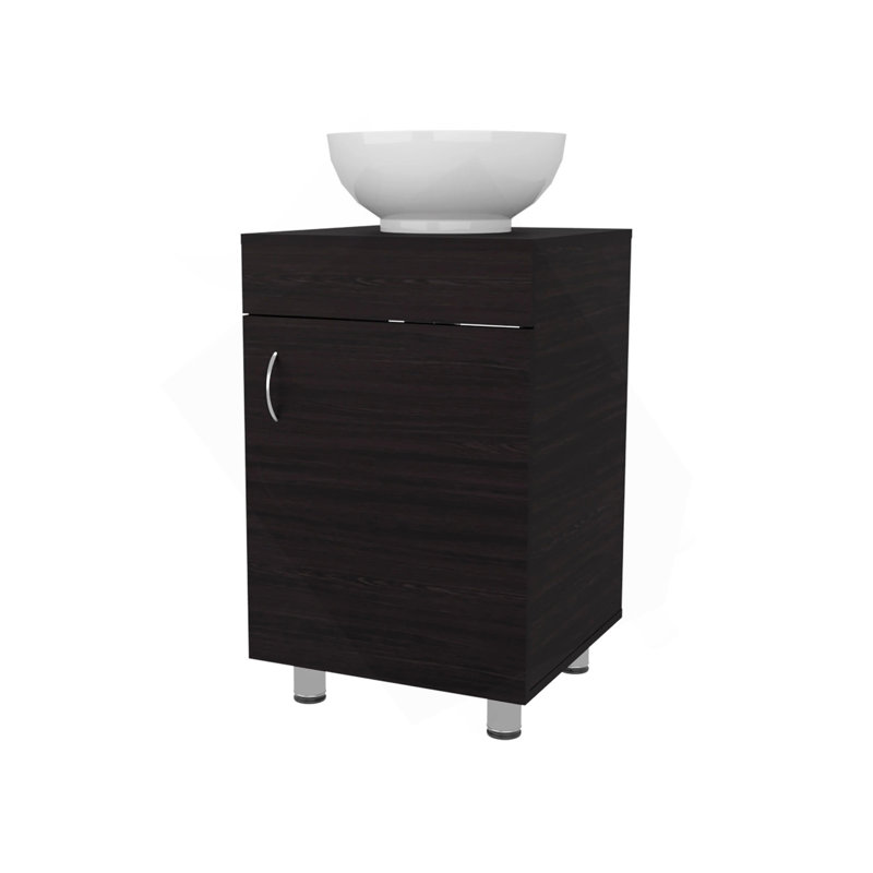 Wengue Bathroom Vanity With Integrated Sink, Dark Brown