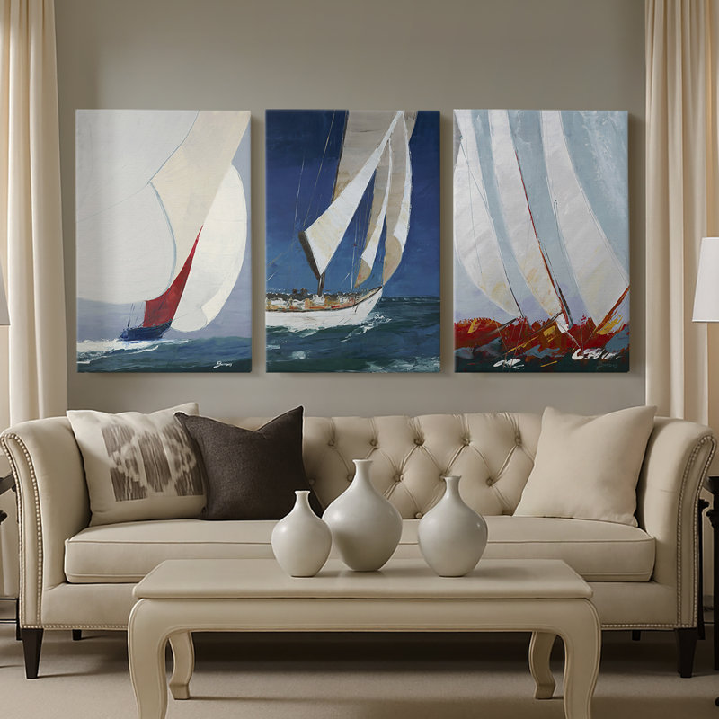 Gallery Racing the Wind, reproduction d'art sur toile tendue sur mesure - 3 pièces, H 18 po x l 36 po