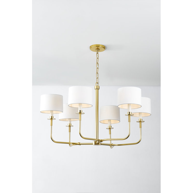 Paramus 6 Light Chandelier, Antique Brass