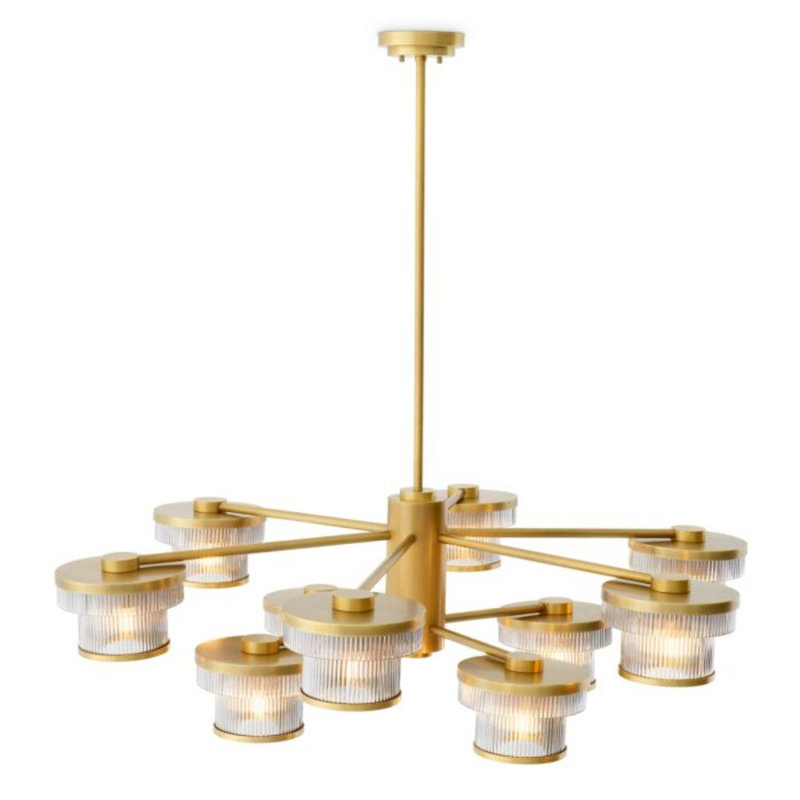CDJ Chandelier Andromeda smoke glass, Antique Brass