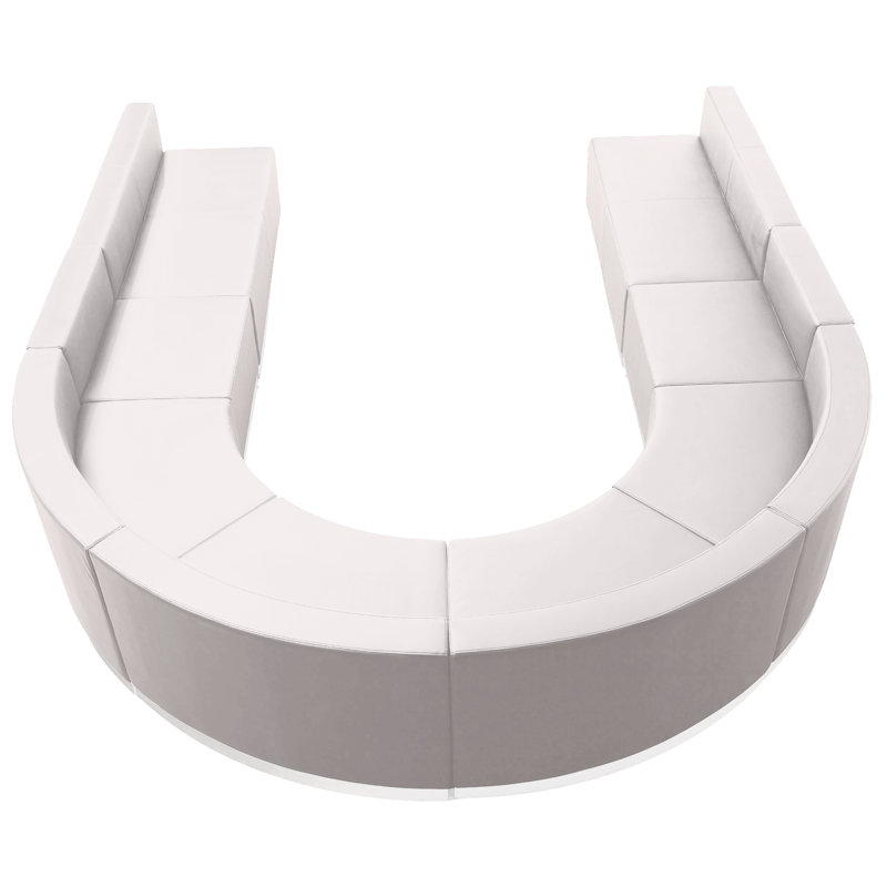 Configuration de réception modulaire 8 pièces Hercules Alon LeatherSoft avec dossier et siège tendus, Blanc