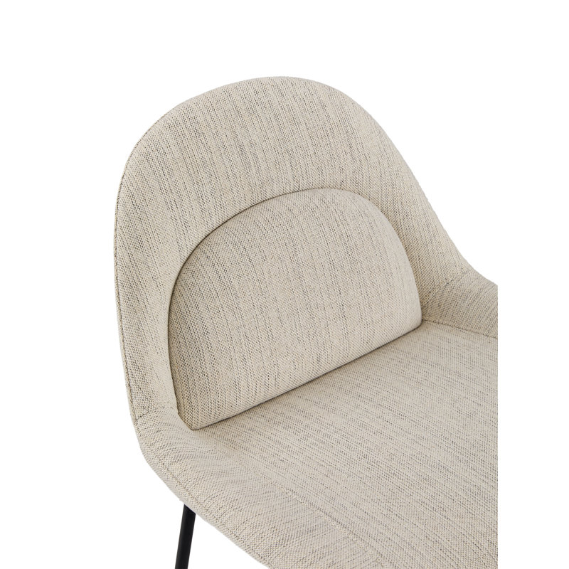 Chaise de bar Leo avec pieds en métal noir, Cream