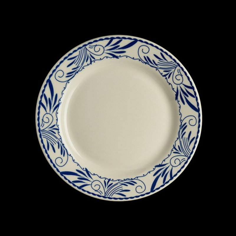 Assiette à bord roulé bleu mexicain