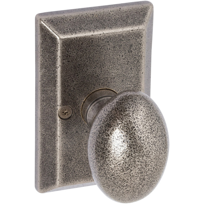 Sandcast Sorrento Single Dummy Door Knob with Square Rosette, Aged Pewter