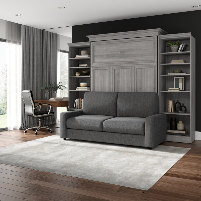 Alvaretta Upholstered Murphy Storage Bed, Queen, Platinum Gray