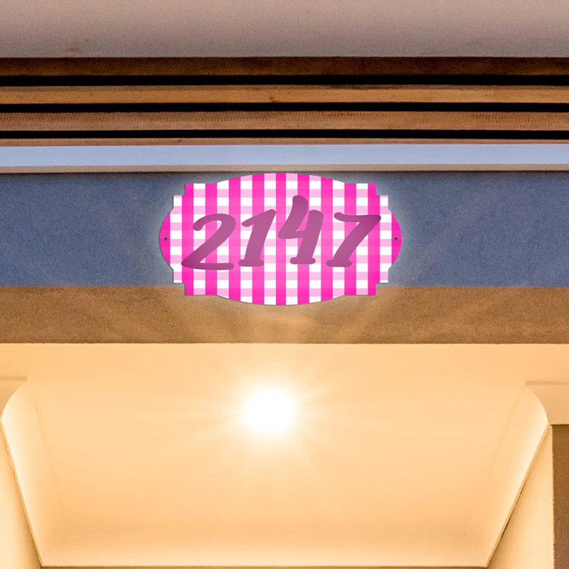 Plaque d'adresse murale sur 1 ligne, Rose vif, Oui