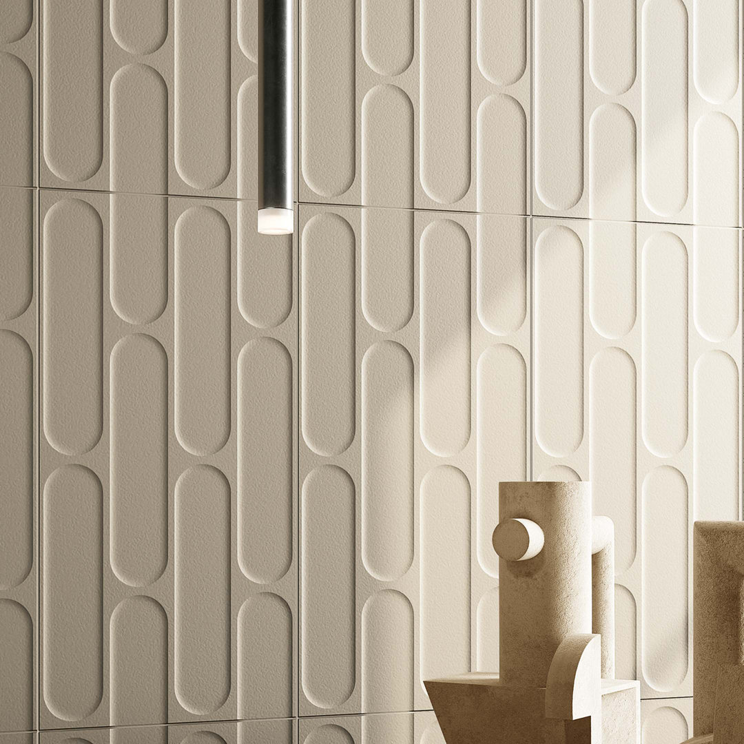 Biscotti  12" x 24" Fishscale 3D Italian Wall Tile Encore Surfaces 