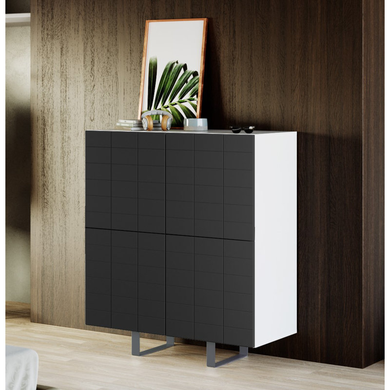 Baragrey 110cm Sideboard, White/Black