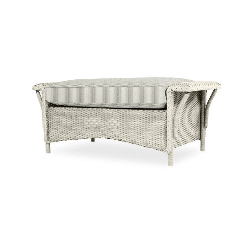 Nantucket Outdoor Ottoman, Flagship Lapis Sunbrella®, Linen