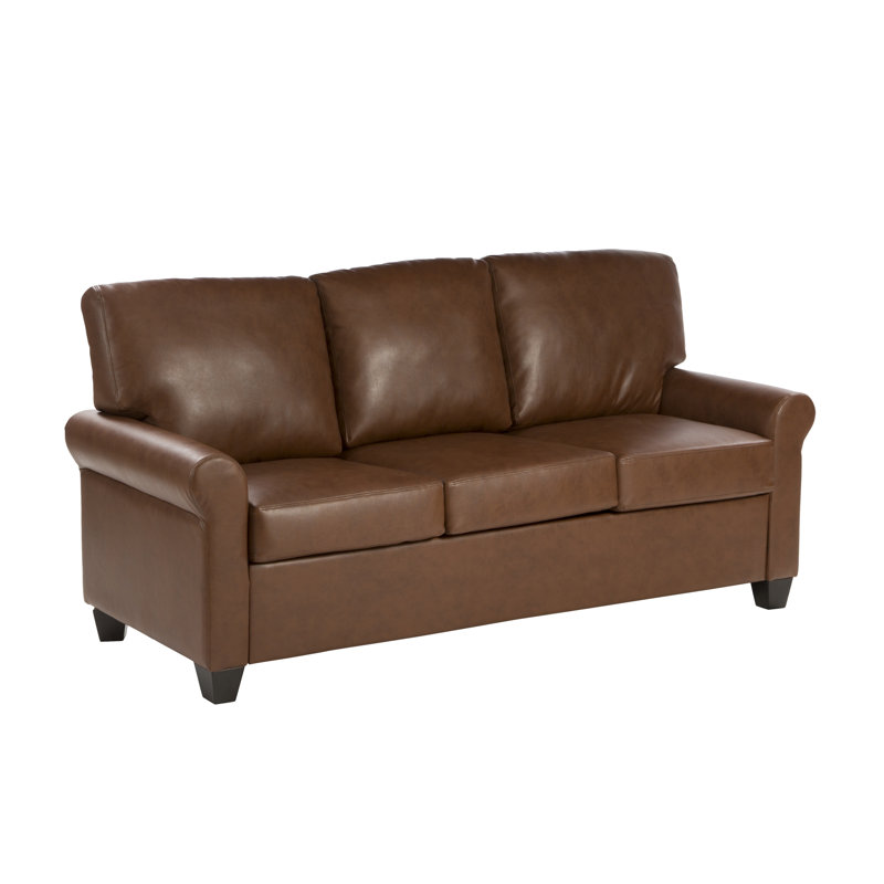 Jay 76'' Faux Leather Sofa, Medium Brown