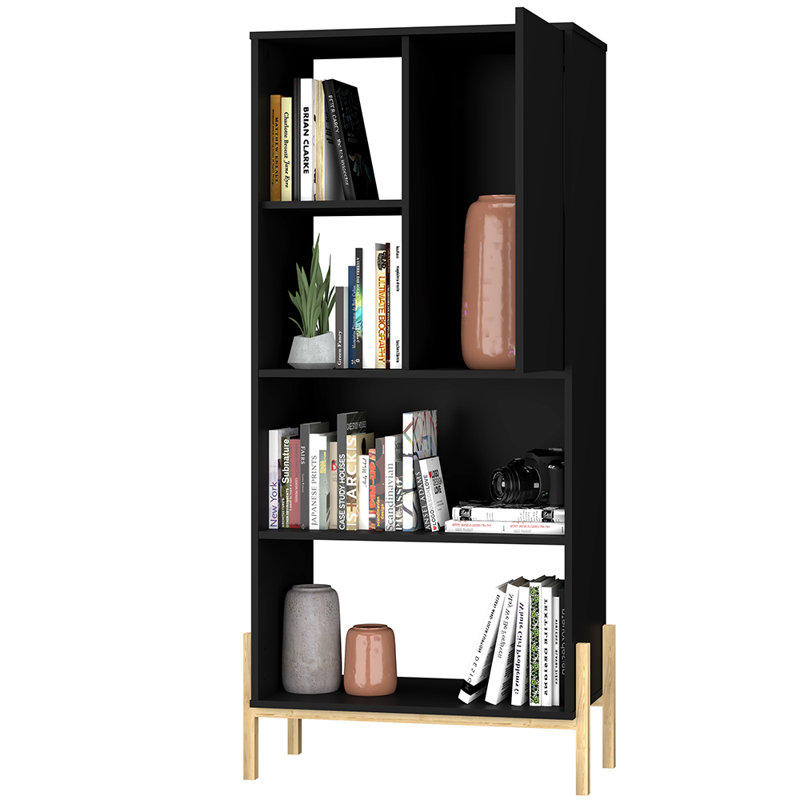 Sasun 153.5 cm H x 72.5 cm W Standard Bookcase, Black