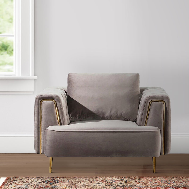 Fauteuil en velours de 54 po de largeur