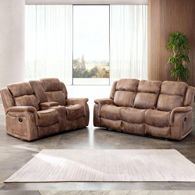 2-Piece Modern and Soft Faux Leather Manual Reclining Living Room Set
