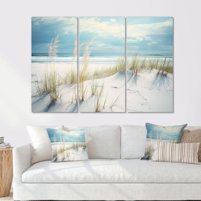 «Ocean Breeze Of Serenity Beach Grass By The Ocean», ensemble d'art mural sable de plage côtière